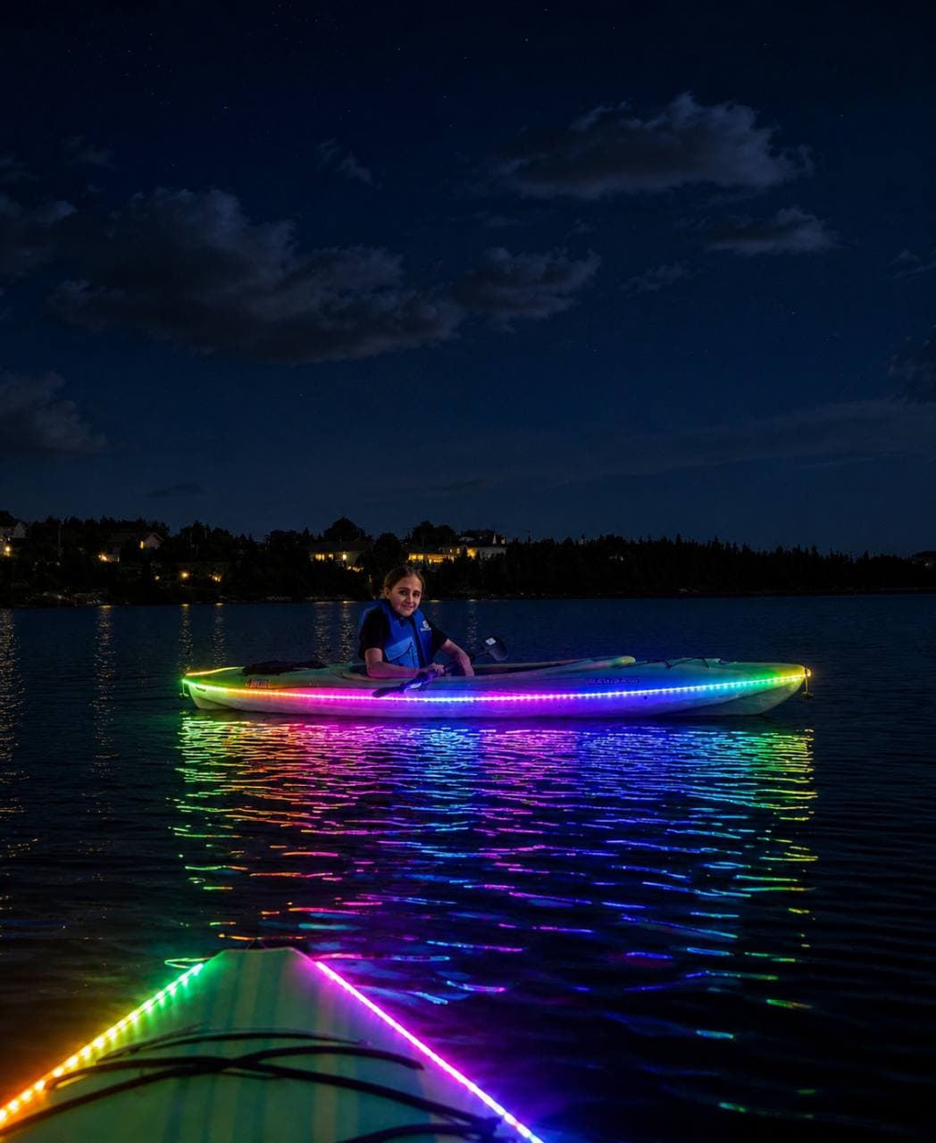 Paradise Paddles group and illuminated private event photo.