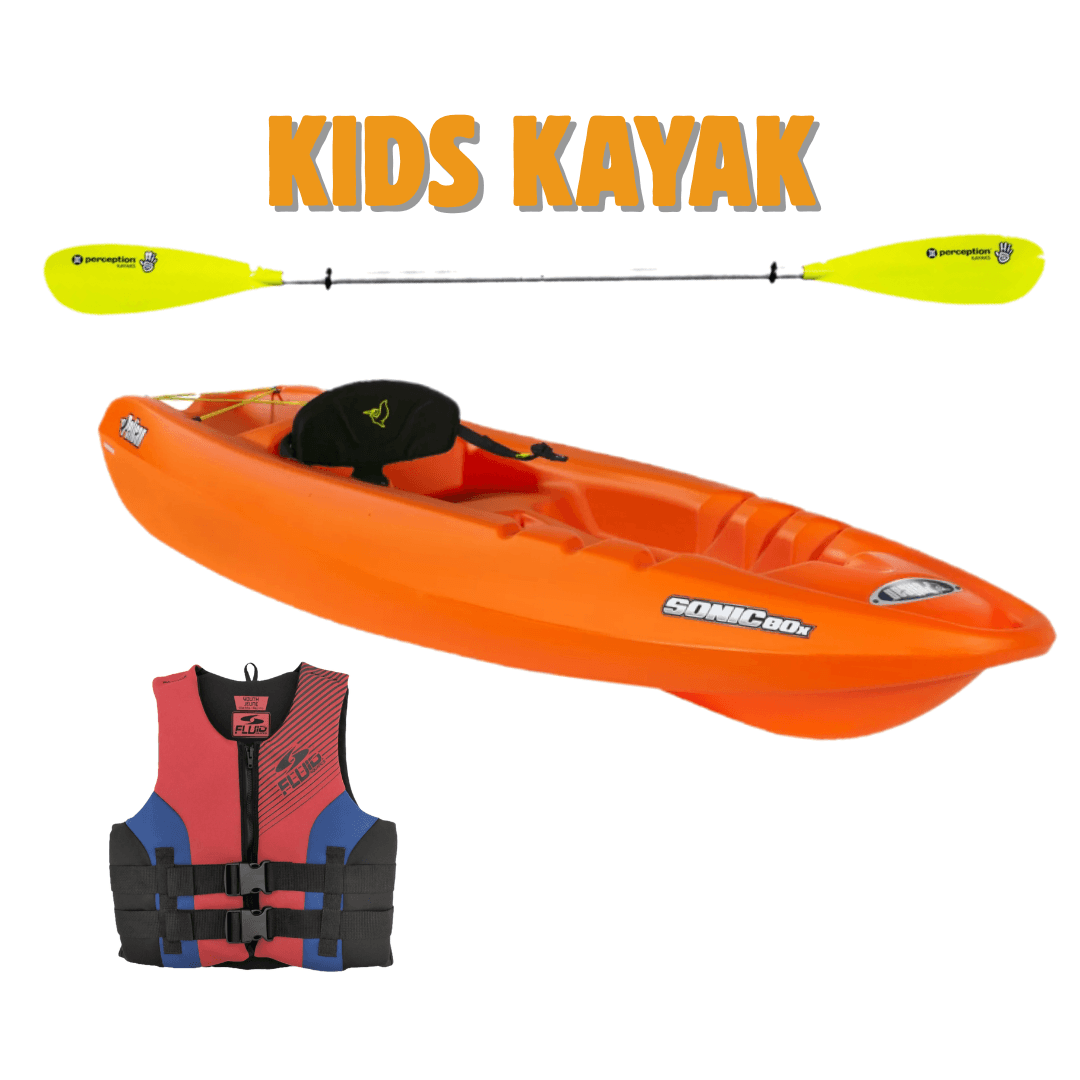 Kids Kayak rental gear. Bring your little one with you on the water.